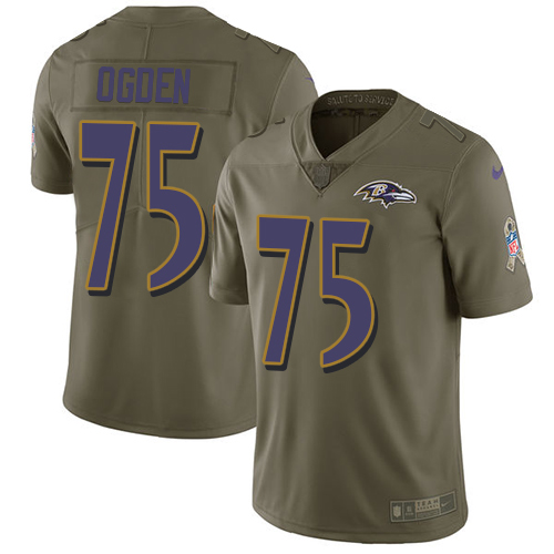 Baltimore Ravens #75 Jonathan Ogden Olive Men's Stitched Limited 2017 Salute To Service Jersey Men's