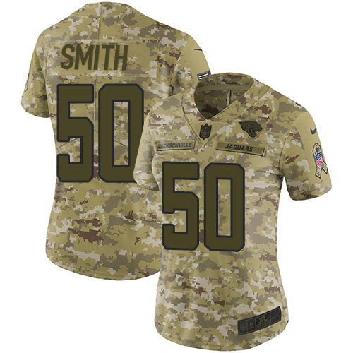Jacksonville Jaguars #50 Telvin Smith Camo Women's Stitched Limited 2018 Salute to Service Jersey Womens