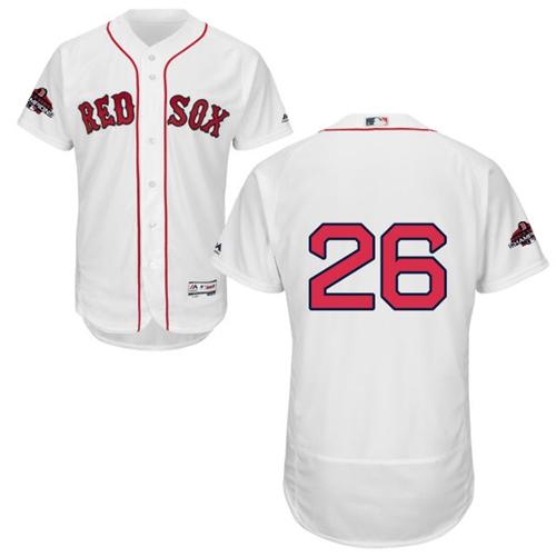 Boston Red Sox #26 Wade Boggs White Flexbase Authentic Collection 2018 World Series Champions Stitched Jersey Men's