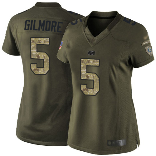 Colts #5 Stephon Gilmore Green Women's Stitched Limited 2015 Salute To Service Jersey