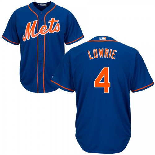 New York New York Mets #4 Jed Lowrie Cool Base Royal Stitched Jersey Men's