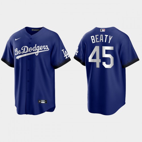 Los Angeles Los Angeles Dodgers #45 Matt Beaty Men's 2021 City Connect Game Jersey Royal Men's