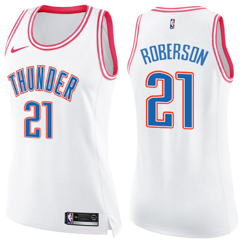 Oklahoma City Thunder #21 Andre Roberson White/Pink Womens Swingman Fashion Jersey Womens