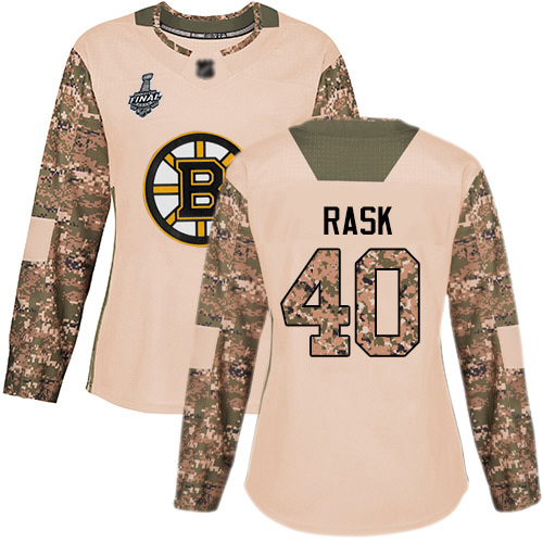 Adidas Boston Bruins #40 Tuukka Rask Camo Authentic 2017 Veterans Day Stanley Cup Final Bound Women's Stitched Jersey Womens