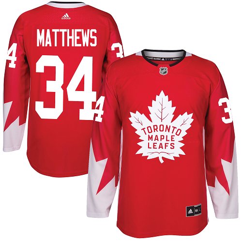 Adidas Maple Toronto Maple Leafs #34 Auston Matthews Red Team Canada Authentic Stitched Youth Jersey Youth