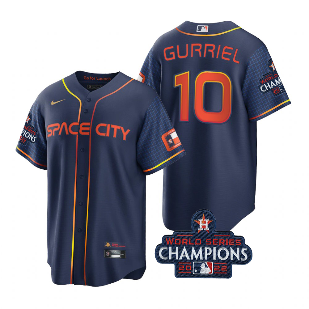 Houston Astros #10 Yuli Gurriel Navy 2022 World Series Champions Men's Game City Connect Jersey