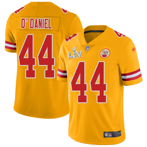 Kansas City Chiefs #44 Dorian O'Daniel Gold Youth Super Bowl LV Bound Stitched Limited Inverted Legend Jersey Youth