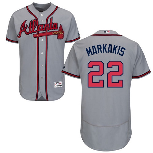 Atlanta Braves #22 Nick Markakis Grey Flexbase Authentic Collection Stitched Jersey Men's