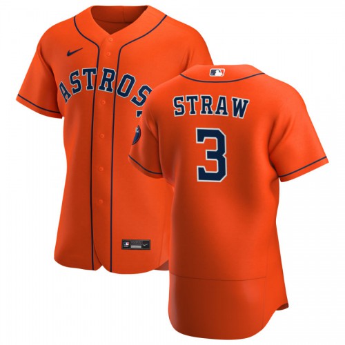 Houston Houston Astros #3 Myles Straw Men's Orange Alternate 2020 Authentic Team Jersey Men's