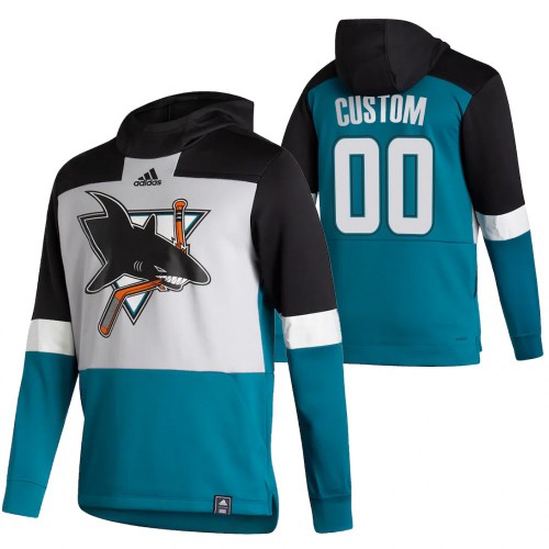 San Jose Sharks Custom Adidas Reverse Retro Pullover Hoodie Gray Teal