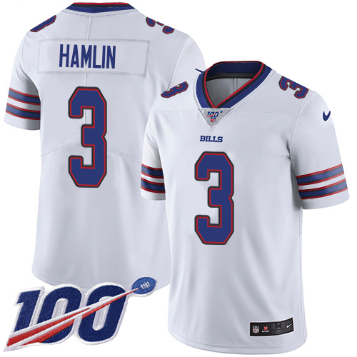 Bills #3 Damar Hamlin White Youth Stitched 100th Season Vapor Limited Jersey