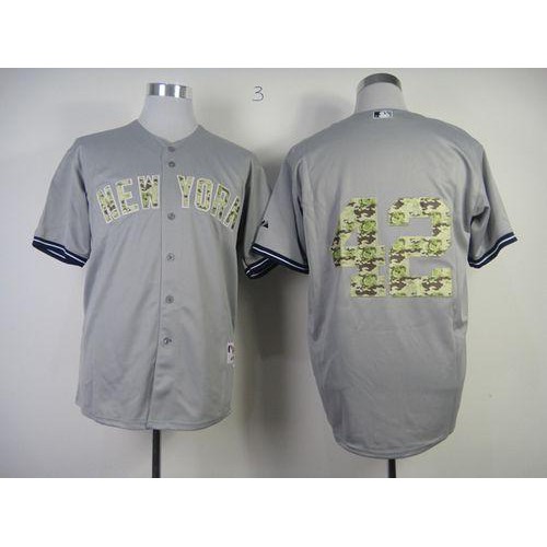 New York Yankees #42 Mariano Rivera Grey USMC Cool Base Stitched Jersey Men's