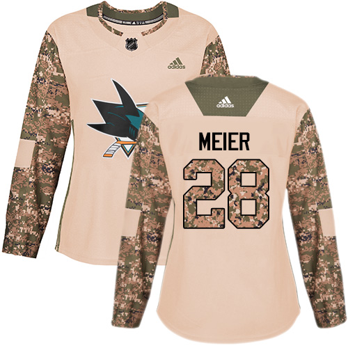 Adidas San Jose Sharks #28 Timo Meier Camo Authentic 2017 Veterans Day Women's Stitched Jersey Womens