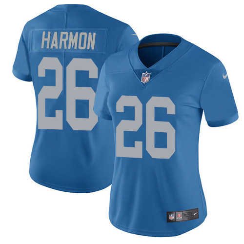 Detroit Lions #26 Duron Harmon Blue Throwback Women's Stitched Vapor Untouchable Limited Jersey Womens