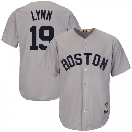 Boston Boston Red Sox #19 Fred Lynn Majestic Cooperstown Collection Cool Base Player Jersey Gray Men's