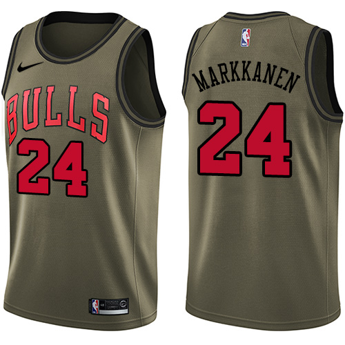 Chicago Bulls #24 Lauri Markkanen Green Salute to Service Youth Swingman Jersey Youth