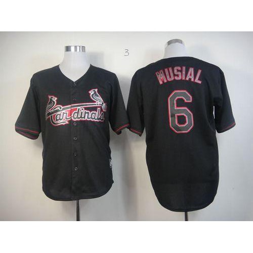 St.Louis Cardinals #6 Stan Musial Black Fashion Stitched Jersey Men's