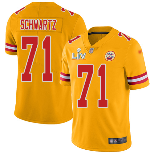 Kansas City Chiefs #71 Mitchell Schwartz Gold Men's Super Bowl LV Bound Stitched Limited Inverted Legend Jersey Men's