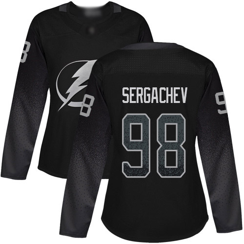 Adidas Tampa Bay Lightning #98 Mikhail Sergachev Black Alternate Authentic Women's Stitched Jersey Womens