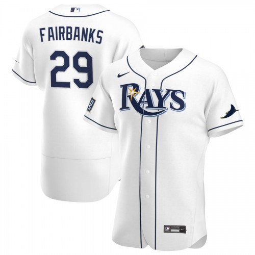 Tampa Bay Tampa Bay Rays #29 Pete Fairbanks Men's White Home 2020 World Series Bound Authentic Player Jersey Men's