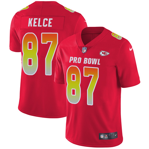 Chiefs #87 Travis Kelce Red Youth Stitched Limited AFC 2019 Pro Bowl Jersey