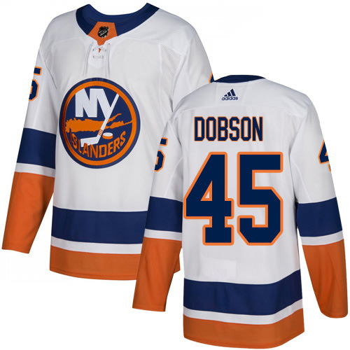 Adidas New York Islanders #45 Noah Dobson White Road Authentic Stitched Jersey Men's