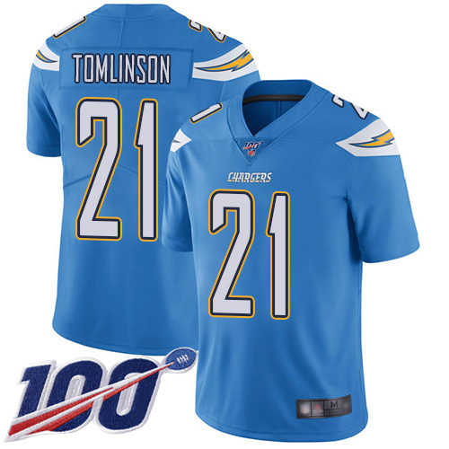 Chargers #21 LaDainian Tomlinson Electric Blue Alternate Men's Stitched 100th Season Vapor Limited Jersey