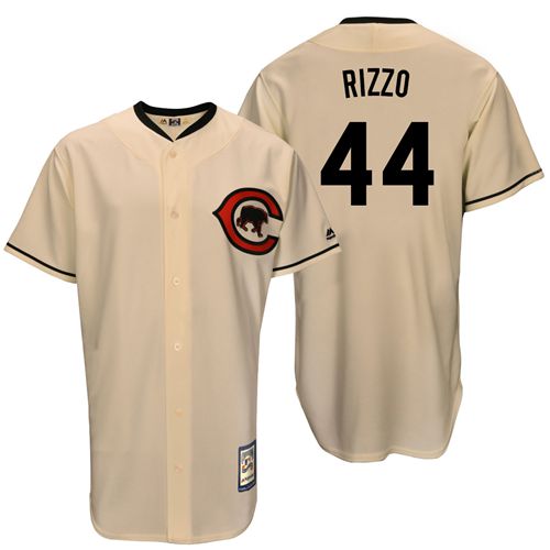 Mitchell And Ness Chicago Cubs #44 Anthony Rizzo Cream Throwback Stitched Jersey Men's