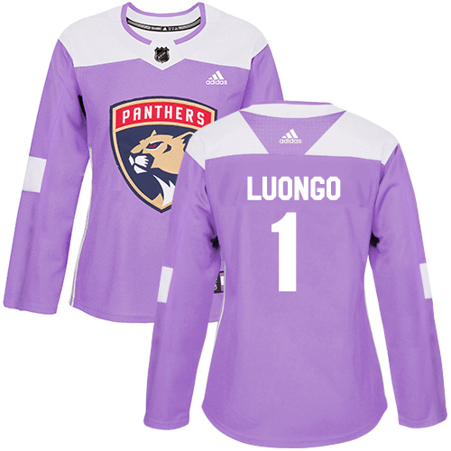 Adidas Florida Panthers #1 Roberto Luongo Purple Authentic Fights Cancer Women's Stitched Jersey Womens