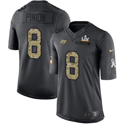 Tampa Bay Buccaneers #8 Bradley Pinion Black Youth Super Bowl LV Bound Stitched Limited 2016 Salute to Service Jersey Youth