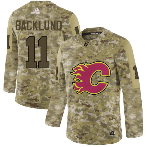 Adidas Calgary Flames #11 Mikael Backlund Camo Authentic Stitched Jersey Men's