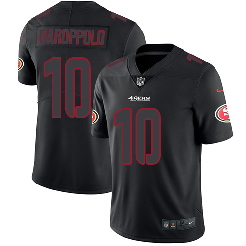 49ers #10 Jimmy Garoppolo Black Men's Stitched Limited Rush Impact Jersey