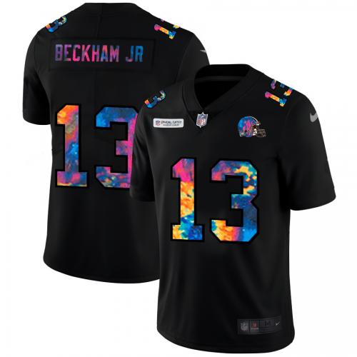 Cleveland Cleveland Browns #13 Odell Beckham Jr. Men's Multi-Color Black 2020 Crucial Catch Vapor Untouchable Limited Jersey Men's