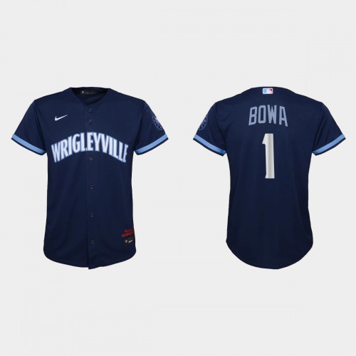 Chicago Chicago Cubs #1 Larry Bowa Youth 2021 City Connect Navy Jersey Youth