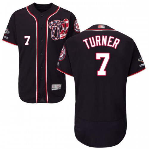 Washington Nationals #7 Trea Turner Navy Blue Flexbase Authentic Collection 2019 World Series Champions Stitched Jersey Men's