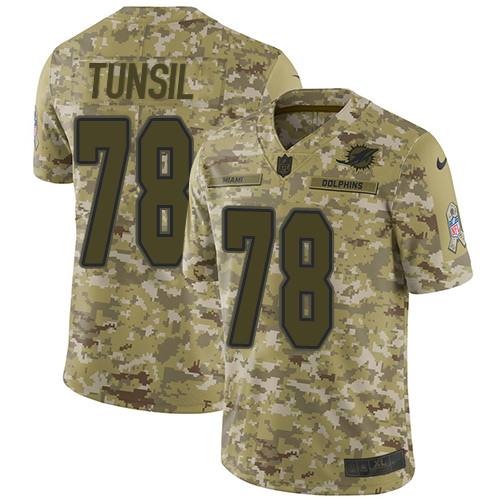 Miami Dolphins #78 Laremy Tunsil Camo Men's Stitched Limited 2018 Salute To Service Jersey Men's