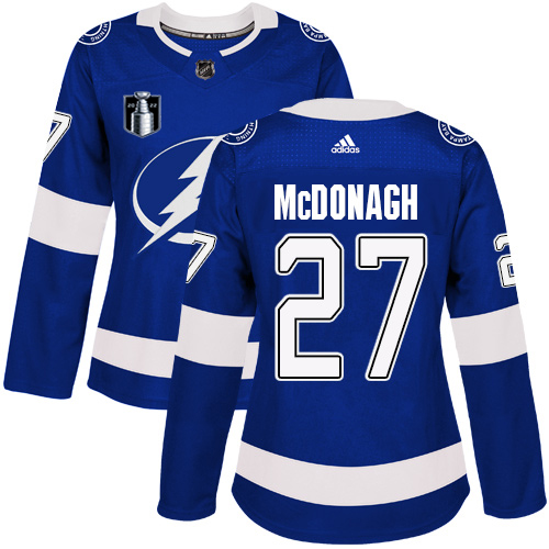Adidas Tampa Bay Lightning #27 Ryan McDonagh Blue 2022 Stanley Cup Final Patch Women's Home Authentic Stitched Jersey Womens