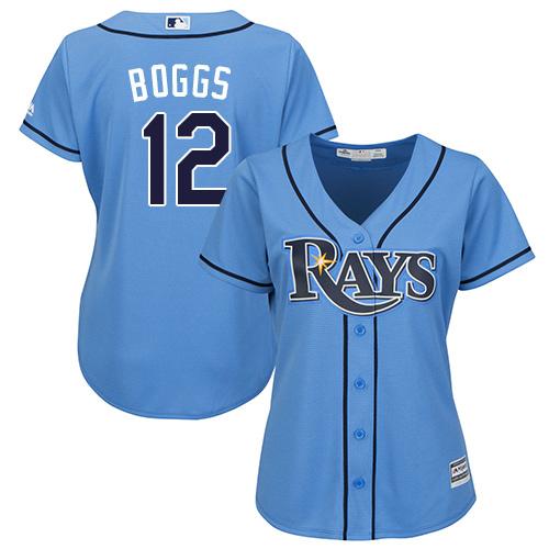 Tampa Bay Rays #12 Wade Boggs Light Blue Alternate Women's Stitched Jersey Womens