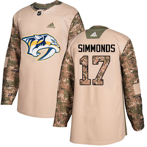 Adidas Nashville Predators #17 Wayne Simmonds Camo Authentic 2017 Veterans Day Stitched Jersey Men's