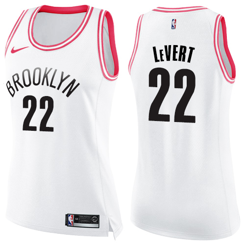 Brooklyn Nets #22 Caris LeVert White/Pink Womens Swingman Fashion Jersey Womens