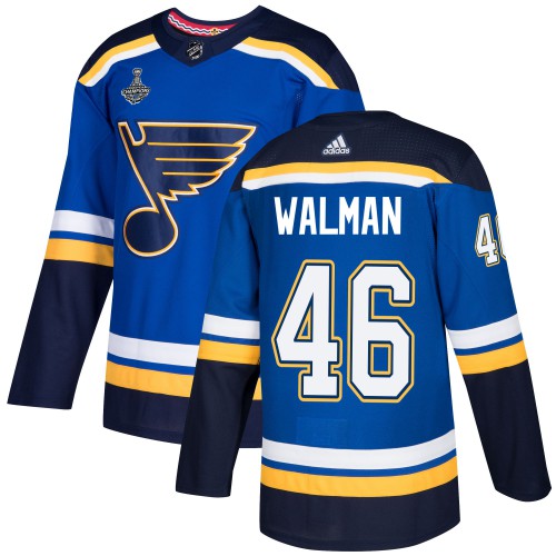 Adidas St. Louis Blues #46 Jake Walman Blue Home Authentic 2019 Stanley Cup Champions Stitched Jersey Men's