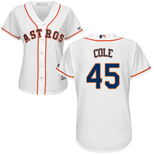 Houston Astros #45 Gerrit Cole White Home Women's Stitched Jersey Womens