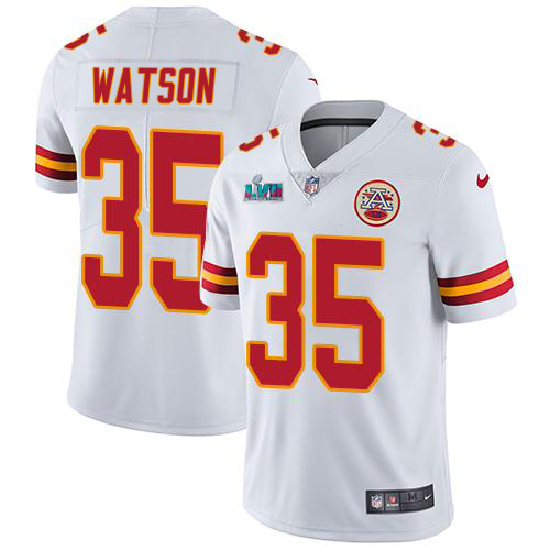 Chiefs #35 Jaylen Watson White Super Bowl LVII Patch Youth Stitched Vapor Untouchable Limited Jersey