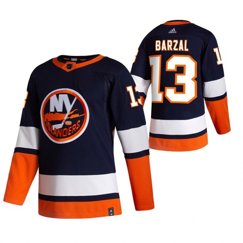 New York New York Islanders #13 Mathew Barzal Navy Blue Men's Adidas 2020-21 Reverse Retro Alternate Jersey Men's