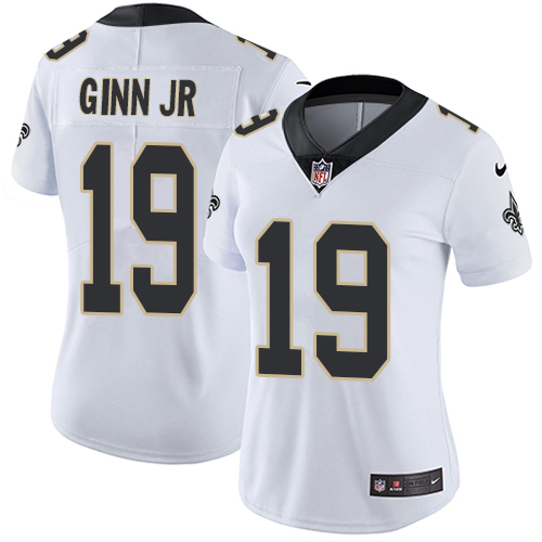 New Orleans Saints #19 Ted Ginn Jr White Women's Stitched Vapor Untouchable Limited Jersey Womens