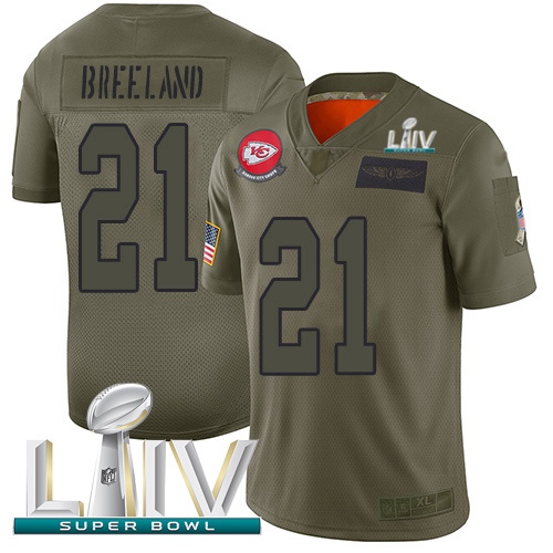 Kansas City Chiefs #21 Bashaud Breeland Camo Super Bowl LIV 2020 Men's Stitched Limited 2019 Salute To Service Jersey Men's