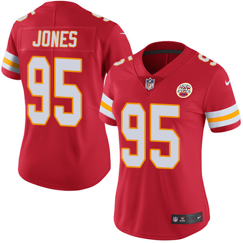 Chiefs #95 Chris Jones Red Team Color Women's Stitched Vapor Untouchable Limited Jersey