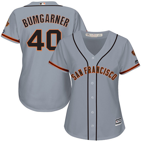 San Francisco Giants #40 Madison Bumgarner Grey Road Women's Stitched Jersey Womens