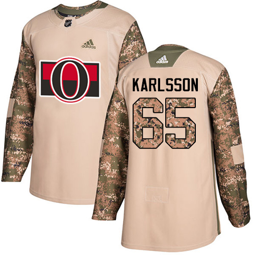Adidas Ottawa Senators #65 Erik Karlsson Camo Authentic 2017 Veterans Day Stitched Youth Jersey Youth