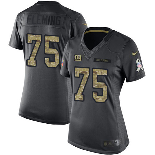 New York Giants #75 Cameron Fleming Black Women's Stitched Limited 2016 Salute to Service Jersey Womens
